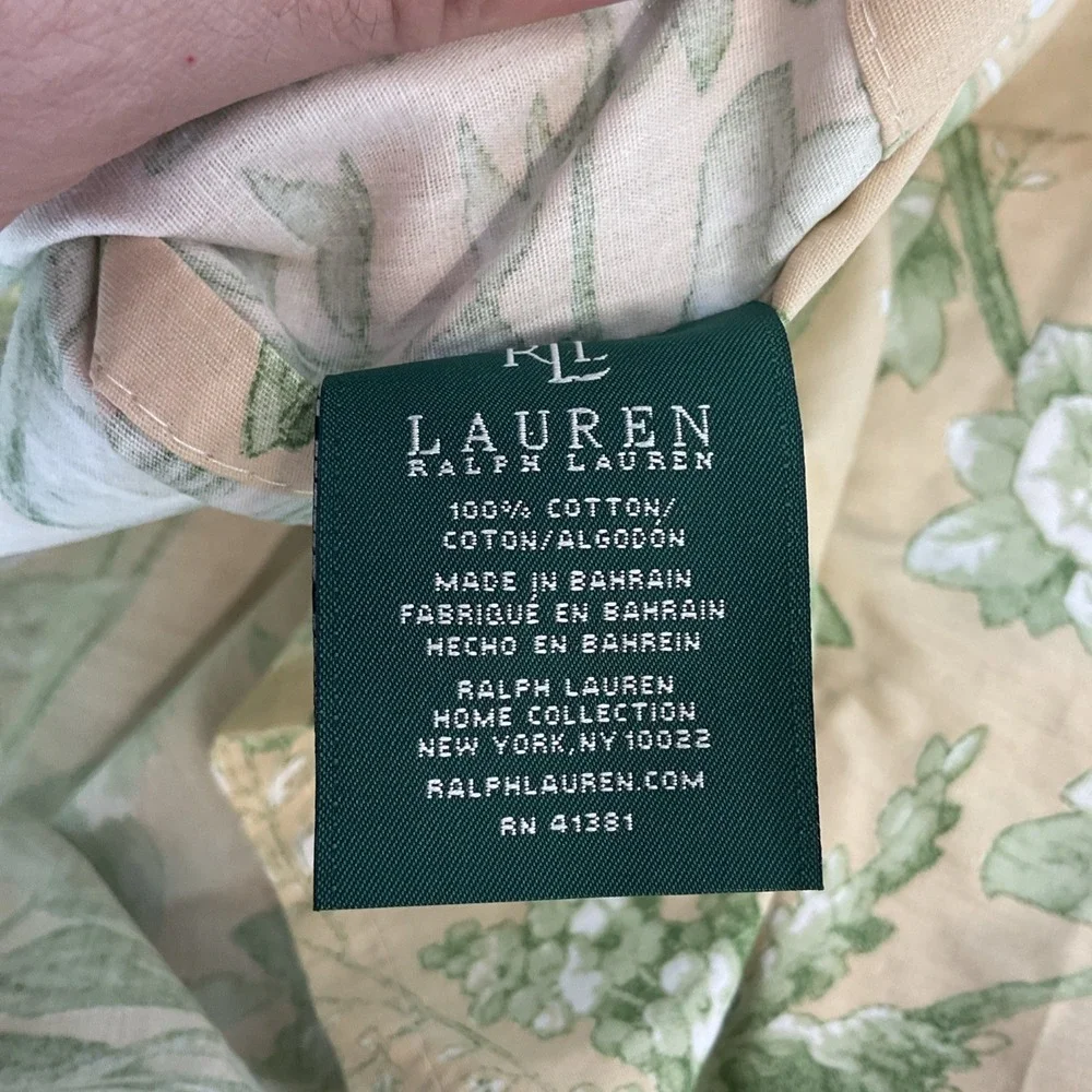 Lauren Ralph Lauren Grand Isle‎ Standard Shams (2)~Green/Tan Botanical Rare